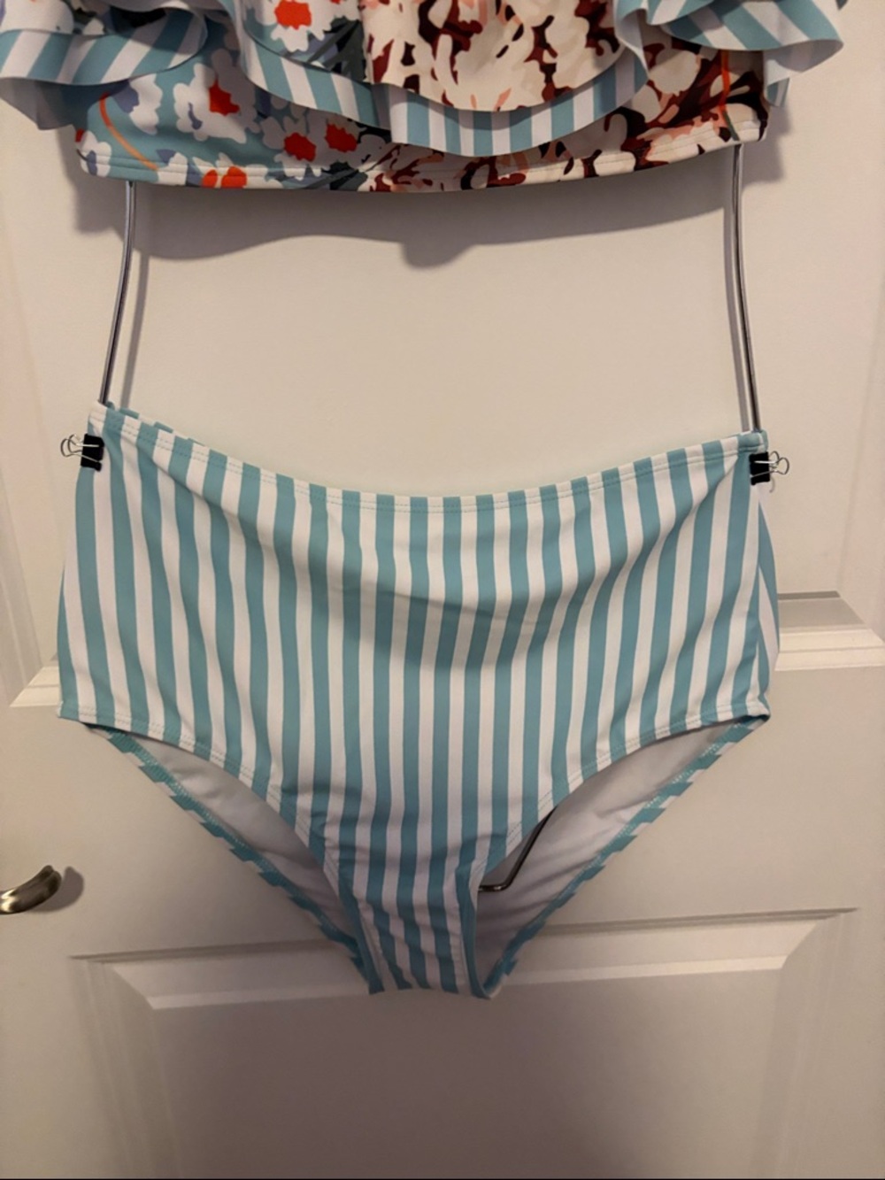 Women’s Two-Piece Floral Ruffle Swim Set in Light Blue - Picture 3 of 5